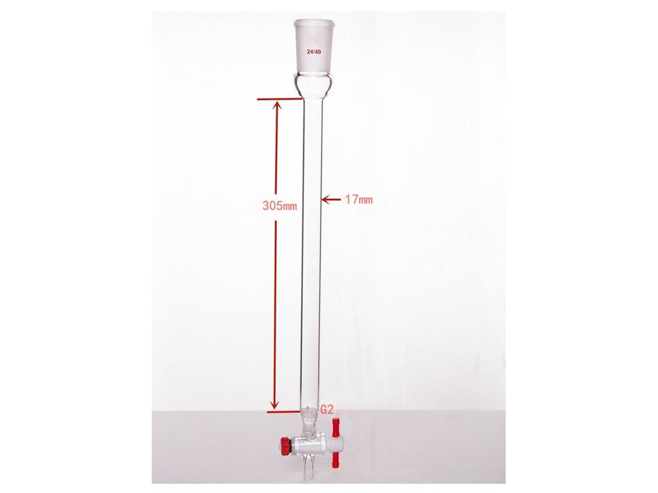 MSE PRO Sand Plate Chromatography Column, φ17mm, Effective Length 305mm, Gate Aperture: 2mm, 24/40