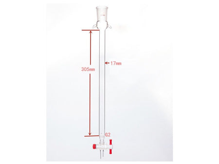 MSE PRO Sand Plate Chromatography Column with Ears, φ17mm, Effective Length 305mm, Gate Aperture: 2mm, 24/40