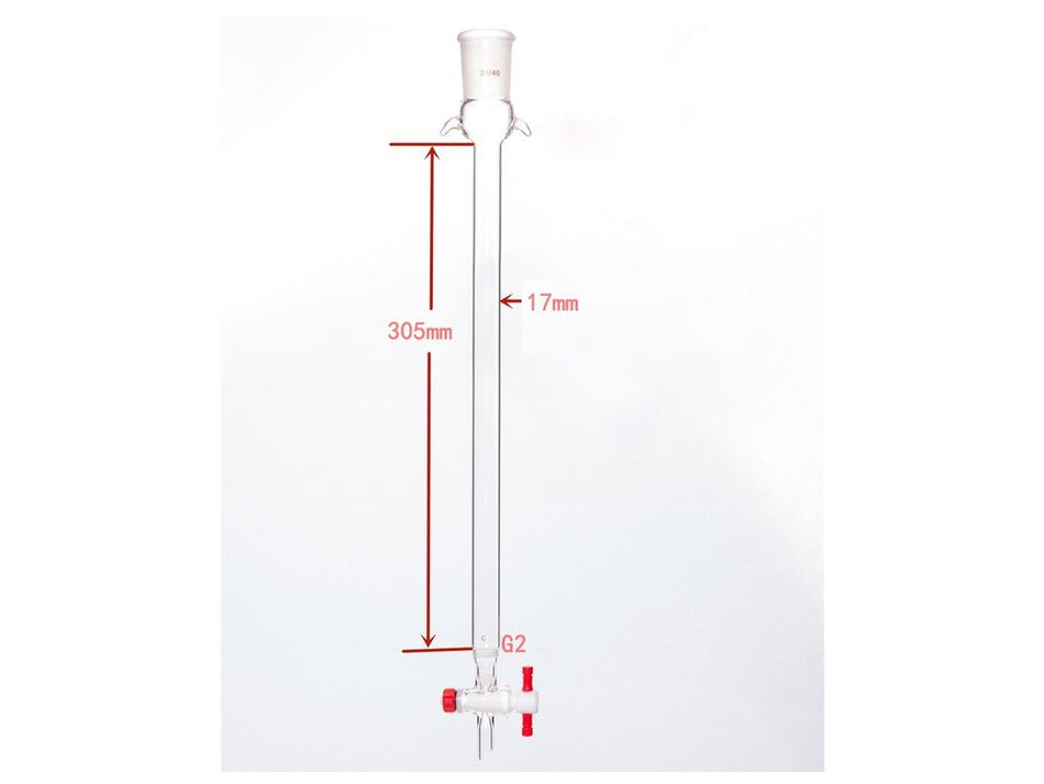 MSE PRO Sand Plate Chromatography Column with Ears, φ17mm, Effective Length 305mm, Gate Aperture: 2mm, 24/40