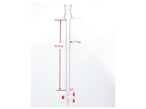 MSE PRO Sand Plate Chromatography Column with Ears, φ17mm, Effective Length 305mm, Gate Aperture: 2mm, 24/40