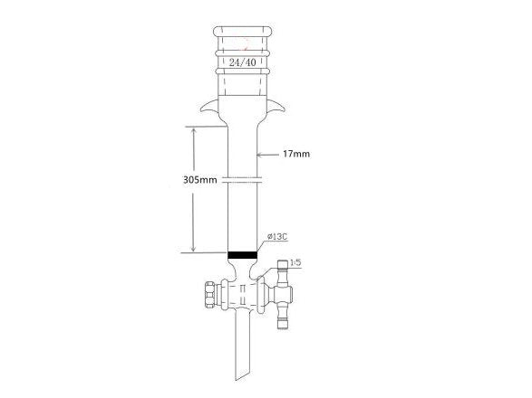 MSE PRO Strengthened Mouth, with Ears, Sand Plate Chromatography Column, φ17mm, Effective Length 305mm, Gate Aperture: 2mm, 24/40
