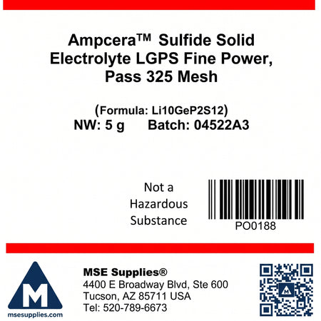 LGPS Fine Powder, Ampcera Sulfide Solid Electrolyte Li10GeP2S12, Pass 325 Mesh 5g AI image