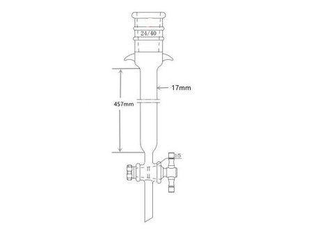 MSE PRO Strengthened Port, with Ears, Chromatography Column, φ17mm, Effective Length 457mm, Aperture of the Gate: 2mm, 24/40