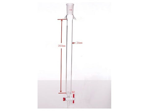 MSE PRO Sand Plate Chromatography Column with Ears, φ26mm, Effective Length 203mm, Gate Aperture: 2mm, 24/40