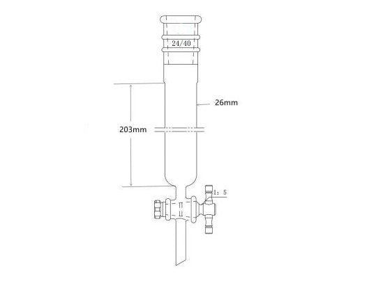 MSE PRO Reinforced Port, Chromatography Column, φ26mm, Effective Length 203mm, Gate Aperture: 2mm, 24/40