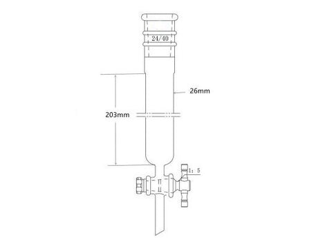 MSE PRO Reinforced Port, Chromatography Column, φ26mm, Effective Length 203mm, Gate Aperture: 2mm, 24/40