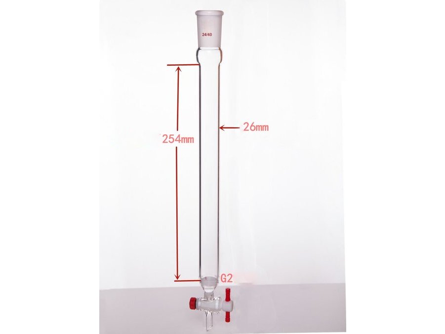 MSE PRO Sand Plate Chromatography Column, φ26mm, Effective Length 254mm, Gate Aperture: 2mm, 24/40