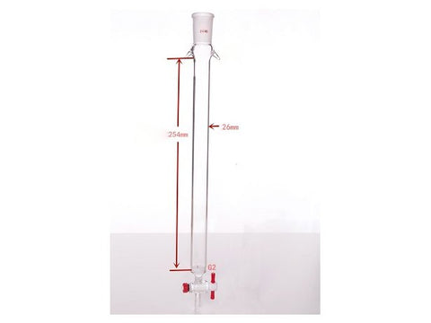 MSE PRO Sand Plate Chromatography Column with Ears, φ26mm, Effective Length 254mm, Gate Aperture: 2mm, 24/40