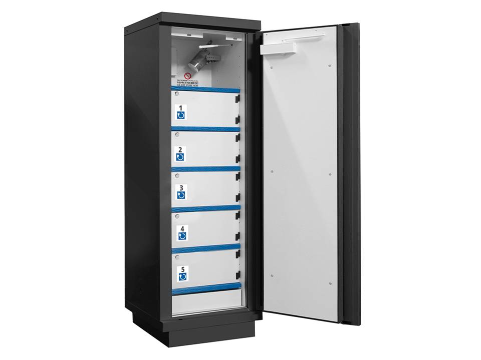 Ecosafe 1 Door Cabinet with Compartments for the Storage of Lithium Batteries - Standard Key Locks - MSE Supplies LLC