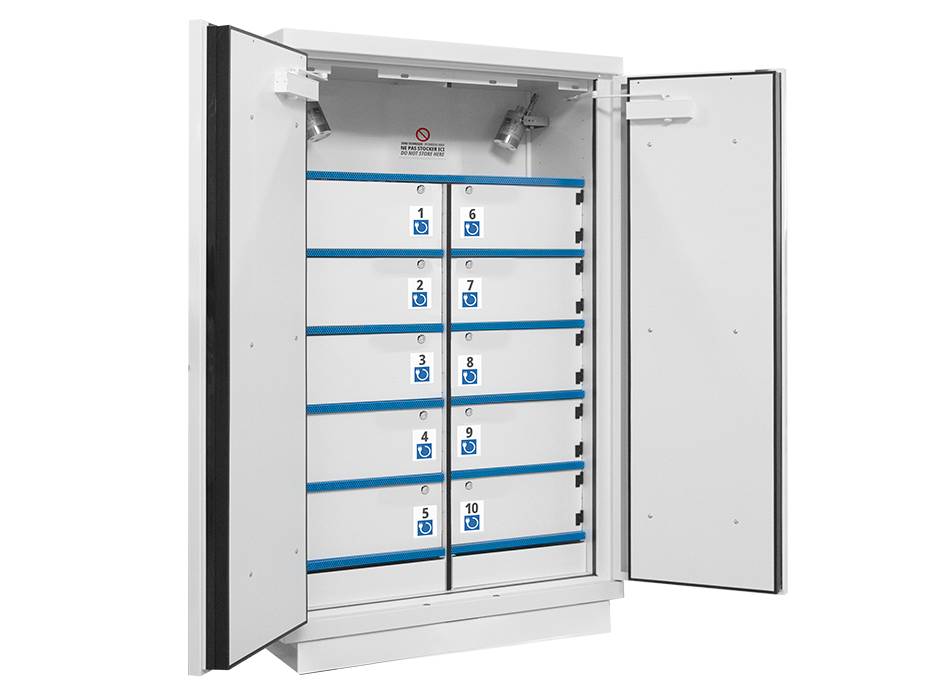 Ecosafe 2 Doors Cabinet with Compartments for the Storage of Lithium Batteries Black - With Digital Code Lock - MSE Supplies LLC