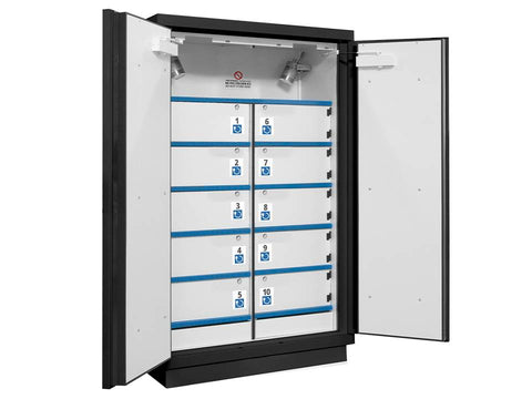 Ecosafe 2 Doors Cabinet with Compartments for the Storage of Lithium Batteries - Standard Key Locks - MSE Supplies LLC