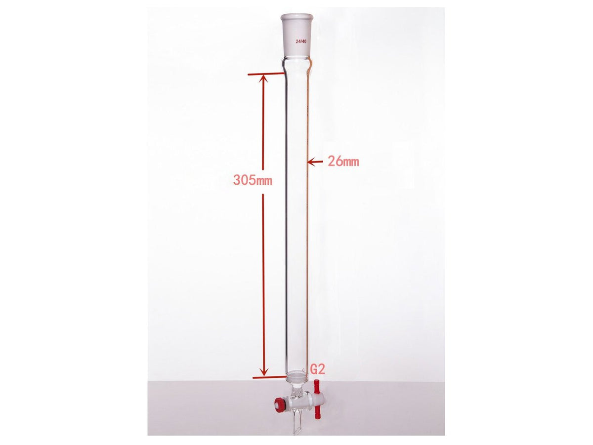 MSE PRO Sand Plate Chromatography Column, φ26mm, Effective Length 305mm, Gate Aperture: 2mm, 24/40
