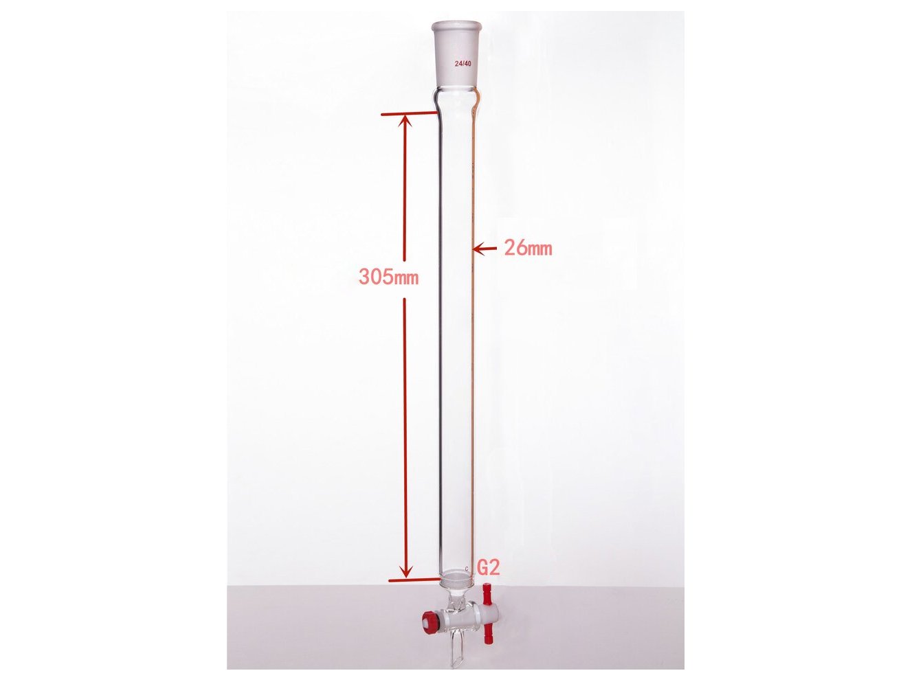 MSE PRO Sand Plate Chromatography Column, φ26mm, Effective Length 305mm, Gate Aperture: 2mm, 24/40