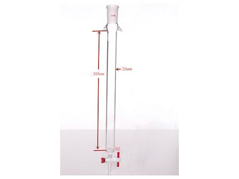 MSE PRO Sand Plate Chromatography Column with Ears, φ26mm, Effective Length 305mm, Gate Aperture: 2mm, 24/40