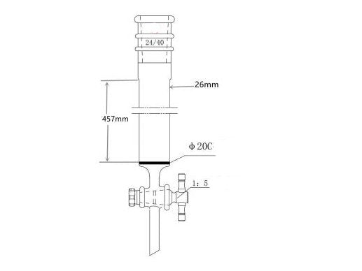 MSE PRO Strengthened Port, with Sand Plate Chromatography Column, φ26mm, Effective Length 457mm, Gate Aperture: 2mm, 24/40