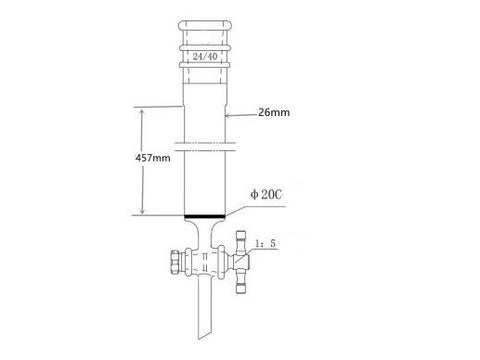 MSE PRO Strengthened Port, with Sand Plate Chromatography Column, φ26mm, Effective Length 457mm, Gate Aperture: 2mm, 24/40