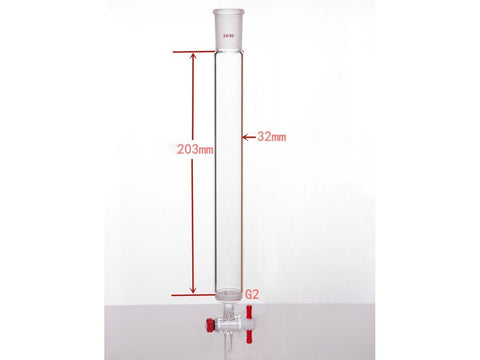 MSE PRO Sand Plate Chromatography Column, φ32mm, Effective Length 203mm, Gate Aperture: 2mm, 24/40 - MSE Supplies LLC