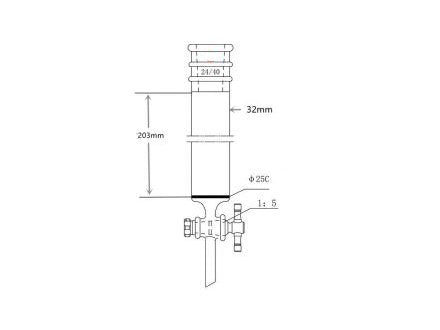 MSE PRO Strengthened Port, with Sand Plate Chromatography Column, φ32mm, Effective Length 203mm, Gate Aperture: 2mm, 24/40 - MSE Supplies LLC