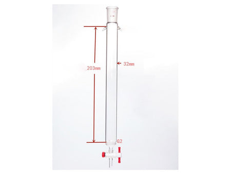 MSE PRO Sand Plate Chromatography Column with Ears, φ32mm, Effective Length 203mm, Gate Aperture: 2mm, 24/40 - MSE Supplies LLC