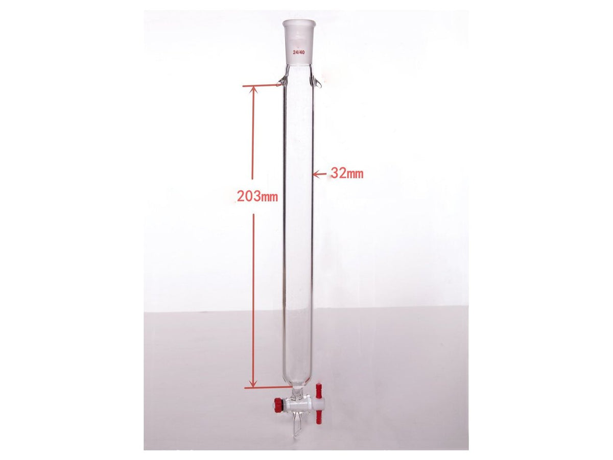 MSE PRO Plus Ears Chromatography Column, φ32mm, Effective Length 203mm, Gate Aperture: 2mm, 24/40 - MSE Supplies LLC
