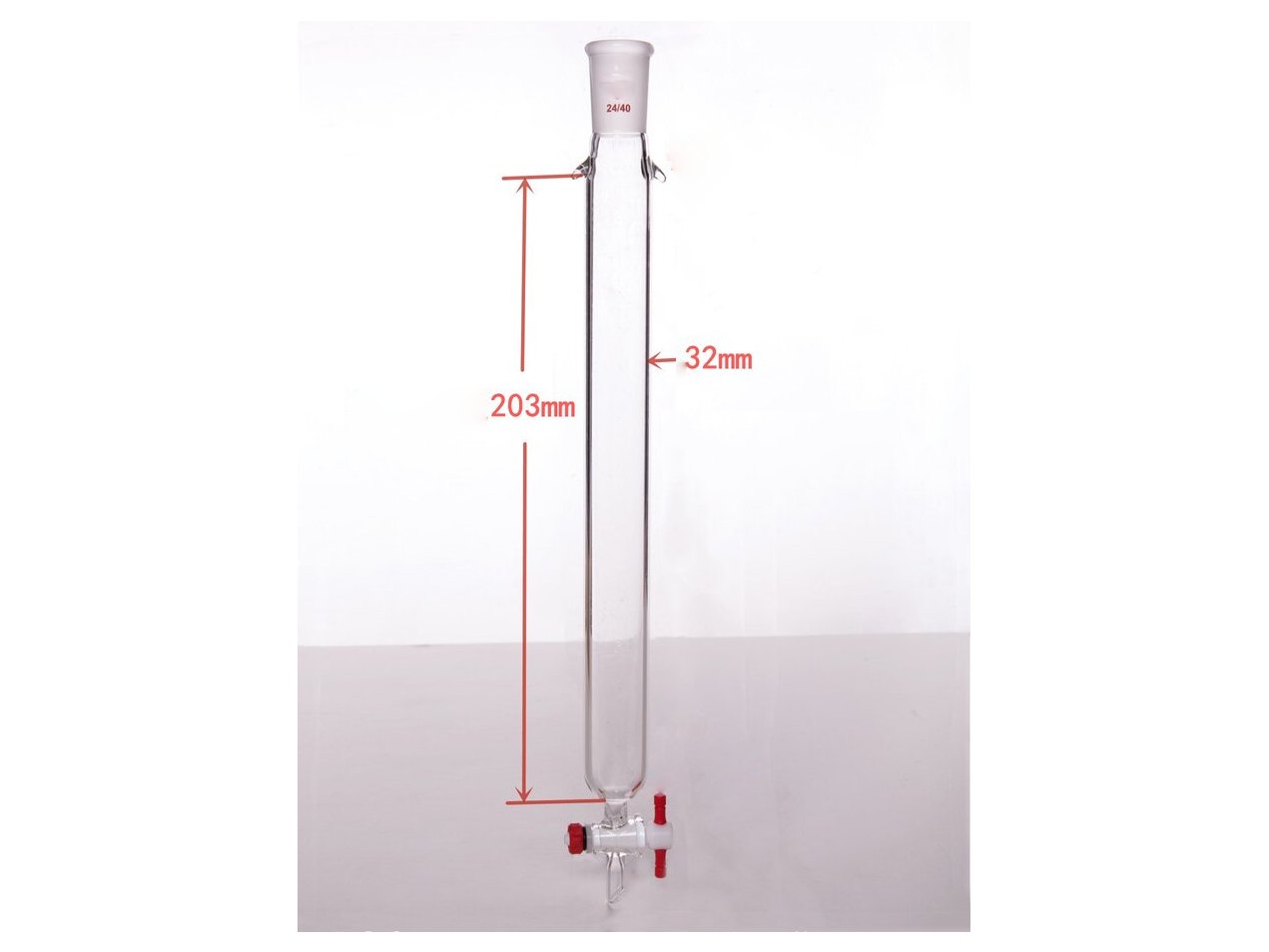 MSE PRO Plus Ears Chromatography Column, φ32mm, Effective Length 203mm, Gate Aperture: 2mm, 24/40 - MSE Supplies LLC