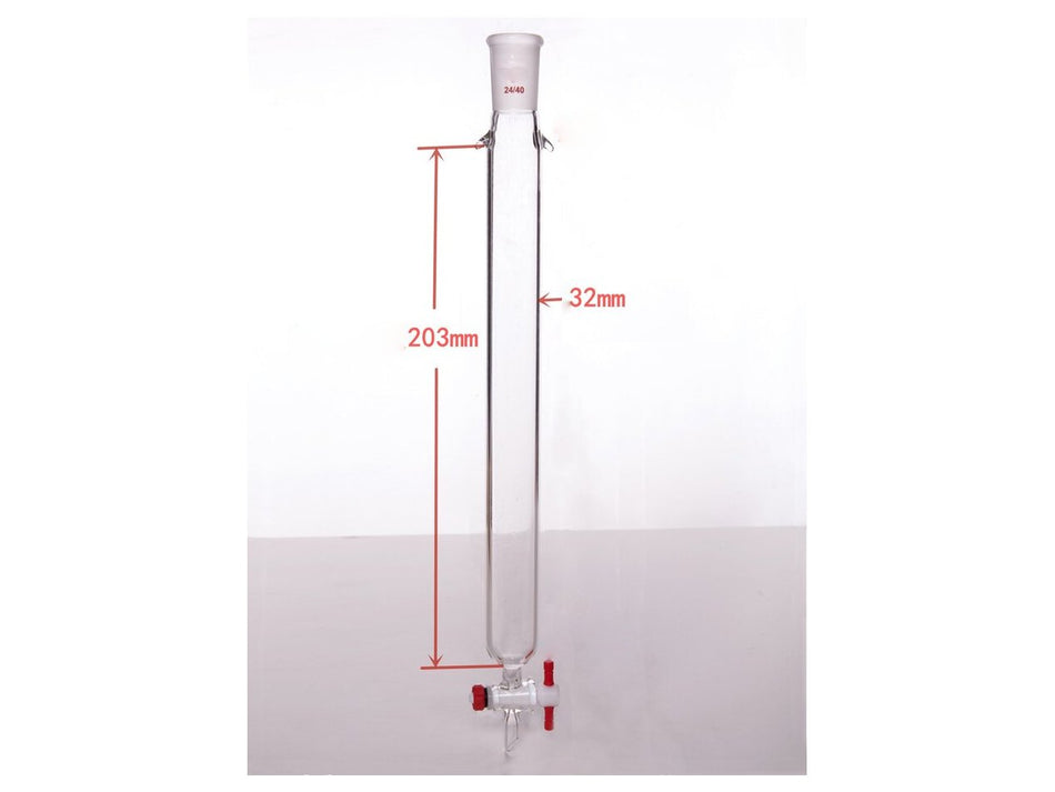 MSE PRO Plus Ears Chromatography Column, φ32mm, Effective Length 203mm, Gate Aperture: 2mm, 24/40 - MSE Supplies LLC