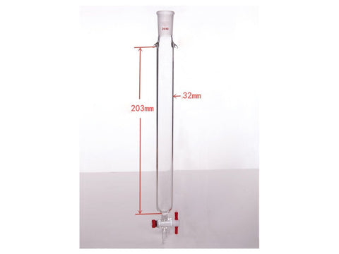 MSE PRO Plus Ears Chromatography Column, φ32mm, Effective Length 203mm, Gate Aperture: 2mm, 24/40 - MSE Supplies LLC