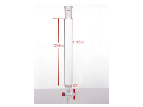 MSE PRO Sand Plate Chromatography Column, φ32mm, Effective Length 254mm, Gate Aperture: 2mm, 24/40 - MSE Supplies LLC