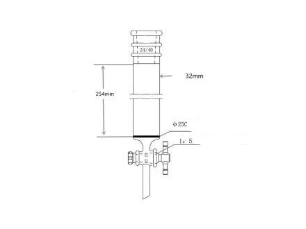 MSE PRO Strengthened Port, with Sand Plate Chromatography Column, φ32mm, Effective Length 254mm, Gate Aperture: 2mm, 24/40 - MSE Supplies LLC