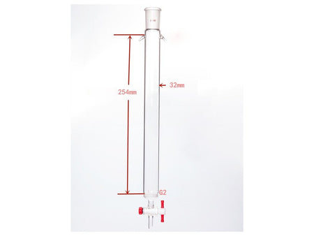 MSE PRO Sand Plate Chromatography Column with Ears, φ32mm, Effective Length 254mm, Gate Aperture: 2mm, 24/40 - MSE Supplies LLC