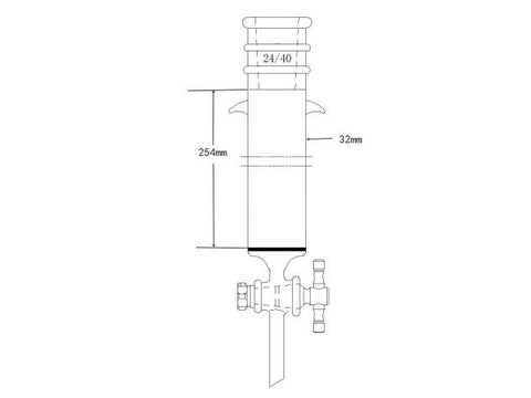 MSE PRO Strengthened Mouth, with Ears, Sand Plate Chromatography Column, φ32mm, Effective Length 254mm, Gate Aperture: 2mm, 24/40 - MSE Supplies LLC