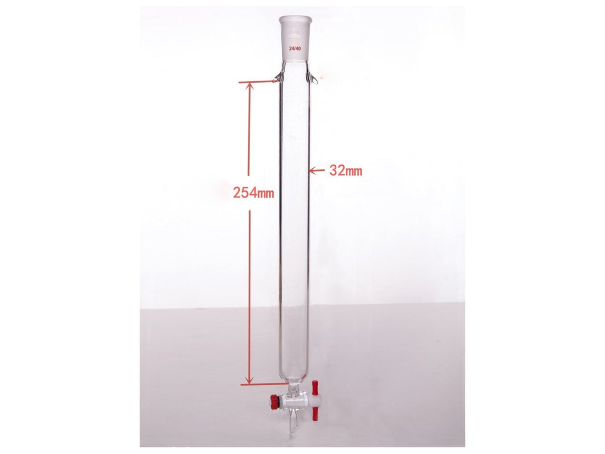 MSE PRO Plus Ears Chromatography Column, φ32mm, Effective Length 254mm, Gate Aperture: 2mm, 24/40 - MSE Supplies LLC