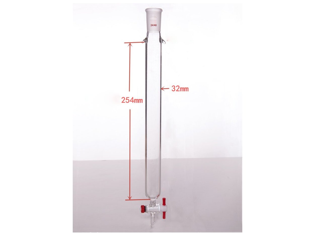 MSE PRO Plus Ears Chromatography Column, φ32mm, Effective Length 254mm, Gate Aperture: 2mm, 24/40 - MSE Supplies LLC