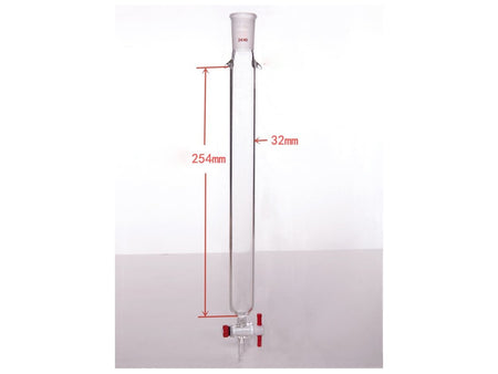MSE PRO Plus Ears Chromatography Column, φ32mm, Effective Length 254mm, Gate Aperture: 2mm, 24/40 - MSE Supplies LLC