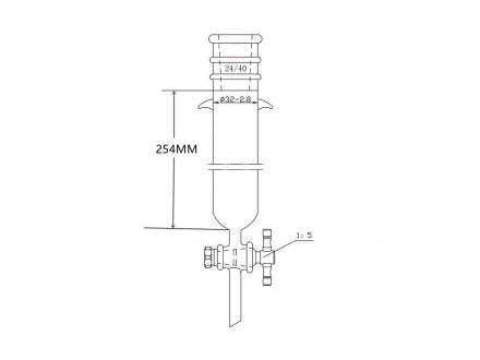 MSE PRO Strengthened Port, with Ears, Chromatography Column, φ32mm, Effective Length 254mm, Aperture of the Gate: 2mm, 24/40 - MSE Supplies LLC