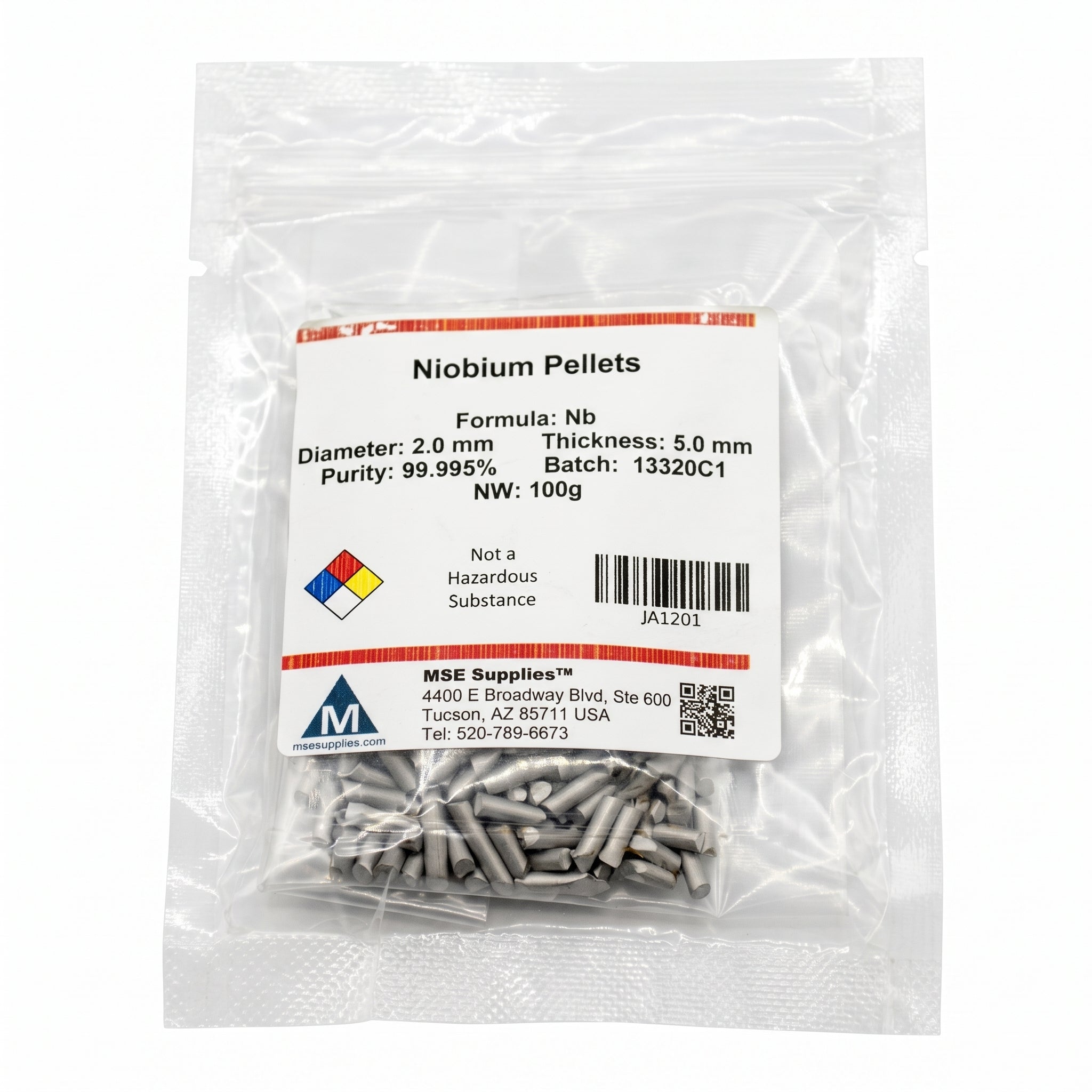 MSE PRO Niobium pellets (diameter 2mm x 5mm)，99.995% 100g AI image