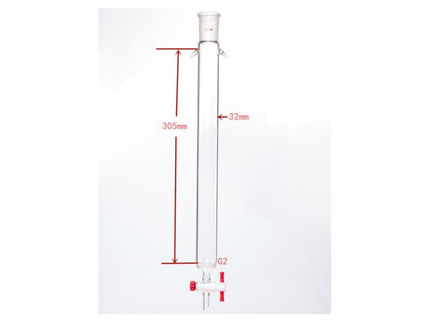 MSE PRO Sand Plate Chromatography Column with Ears, φ32mm, Effective Length 305mm, Gate Aperture: 2mm, 24/40 - MSE Supplies LLC