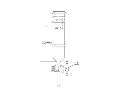 MSE PRO Reinforced Port, Chromatography Column, φ32mm, Effective Length 305mm, Gate Aperture: 2mm, 24/40 - MSE Supplies LLC