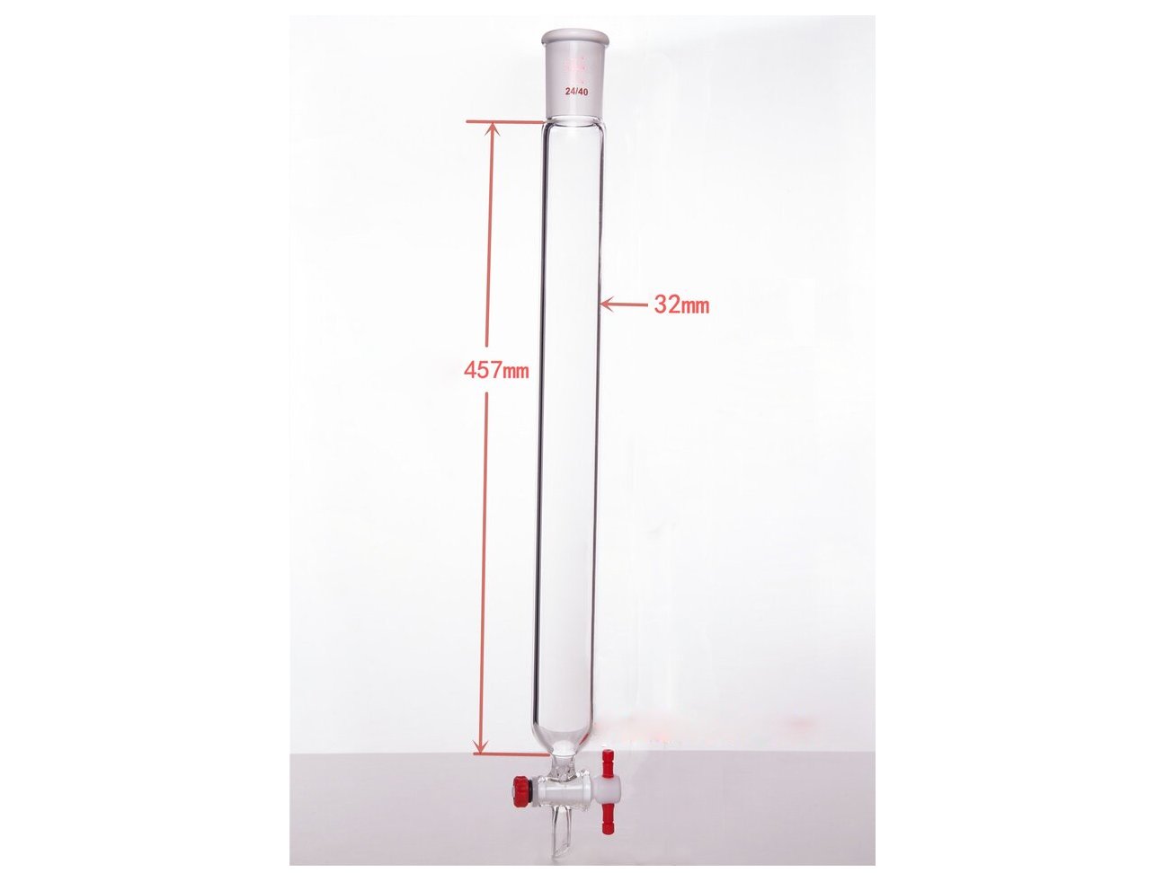 MSE PRO Chromatography Column, φ32mm, Effective Length 457mm, Aperture of the Gate: 2mm, 24/40 - MSE Supplies LLC