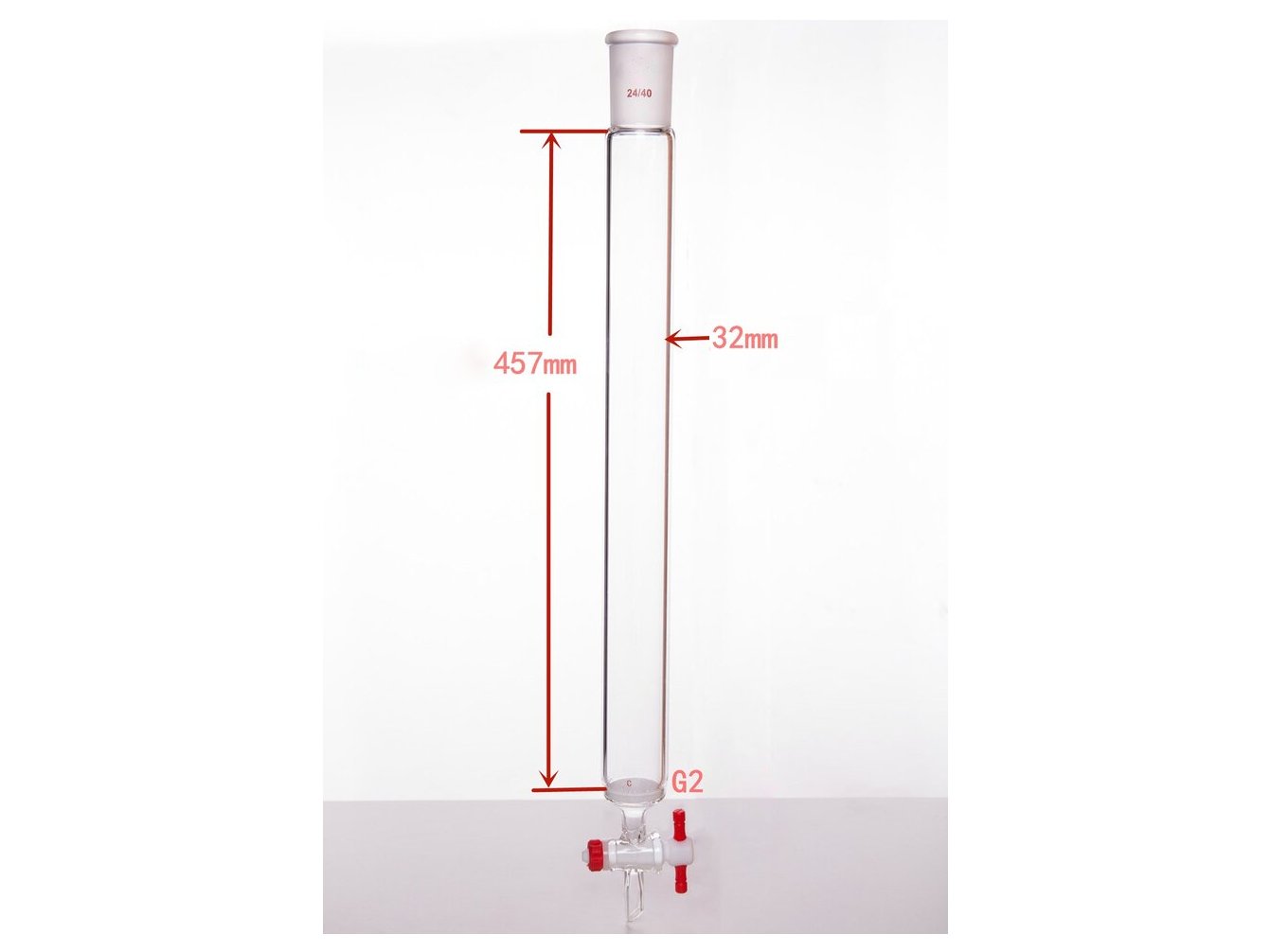 MSE PRO Sand Plate Chromatography Column, φ32mm, Effective Length 457mm, Gate Aperture: 2mm, 24/40 - MSE Supplies LLC