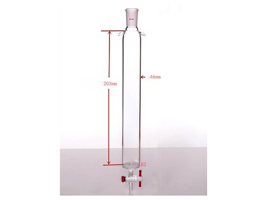 MSE PRO Sand Plate Chromatography Column with Ears, φ46mm, Effective Length 203mm, Gate Aperture: 2mm, 24/40 - MSE Supplies LLC