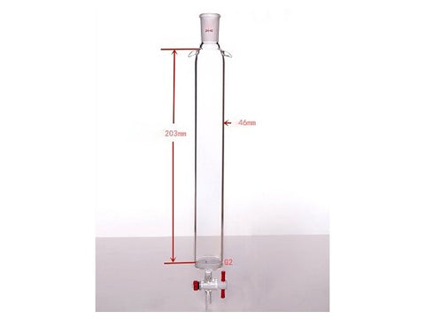 MSE PRO Sand Plate Chromatography Column with Ears, φ46mm, Effective Length 203mm, Gate Aperture: 2mm, 24/40 - MSE Supplies LLC