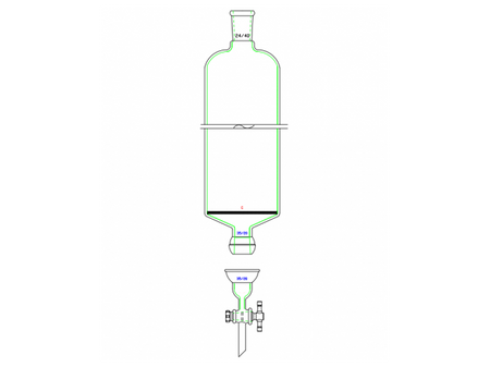 MSE PRO Split 35/20 Ball Bowl Connection, with Sand Plate Chromatography Column, φ46mm, Effective Length 203mm, Gate Aperture: 2mm, 24/40 - MSE Supplies LLC