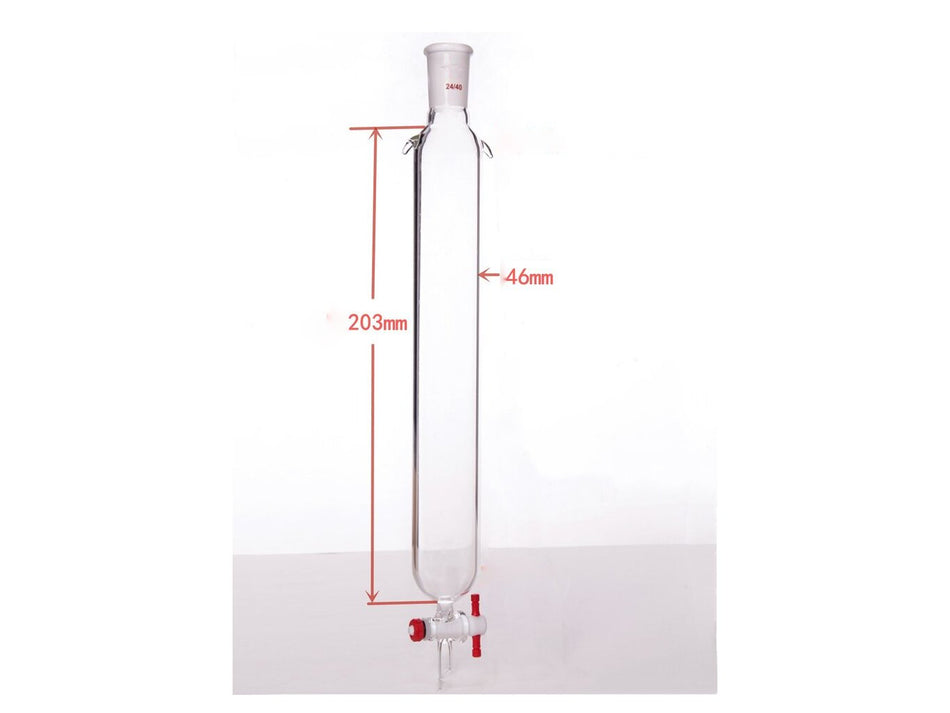 MSE PRO Plus Ears Chromatography Column, φ46mm, Effective Length 203mm, Gate Aperture: 2mm, 24/40 - MSE Supplies LLC