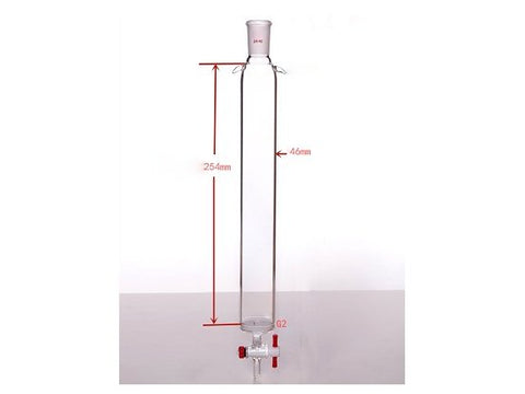 MSE PRO Sand Plate Chromatography Column with Ears, φ46mm, Effective Length 254mm, Gate Aperture: 2mm, 24/40 - MSE Supplies LLC