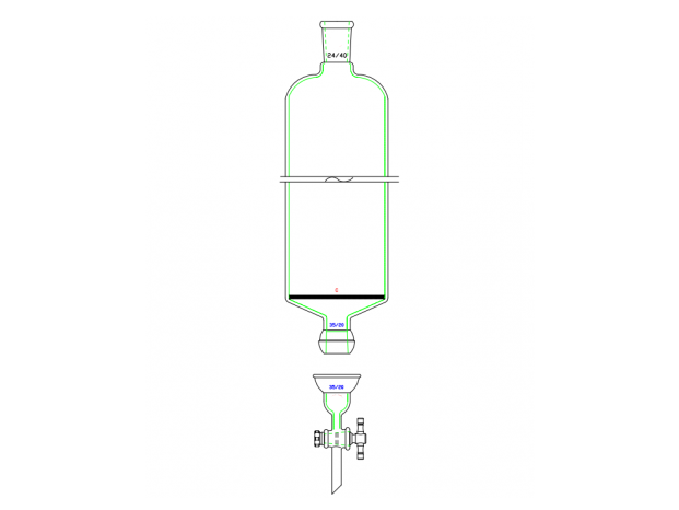 MSE PRO Split 35/20 Ball Bowl Connection, with Sand Plate Chromatography Column, φ46mm, Effective Length 254mm, Gate Aperture: 2mm, 24/40 - MSE Supplies LLC