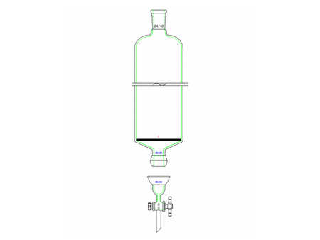 MSE PRO Split 35/20 Ball Bowl Connection, with Sand Plate Chromatography Column, φ46mm, Effective Length 254mm, Gate Aperture: 2mm, 24/40 - MSE Supplies LLC