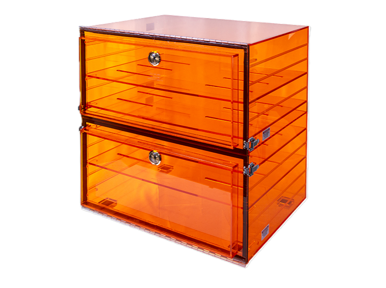 PLAS LABS Amber Acrylic Desiccator (18" x 18" x 18"), Cabinets, PLAS LABS, MSE Supplies