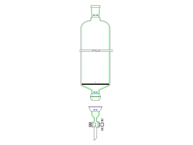 MSE PRO Split 35/20 Ball Bowl Connection, with Sand Plate Chromatography Column, φ46mm, Effective Length 457mm, Gate Aperture: 2mm, 24/40