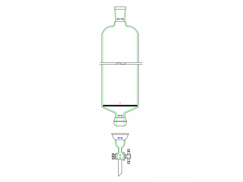 MSE PRO Split 35/20 Ball Bowl Connection, with Sand Plate Chromatography Column, φ46mm, Effective Length 457mm, Gate Aperture: 2mm, 24/40